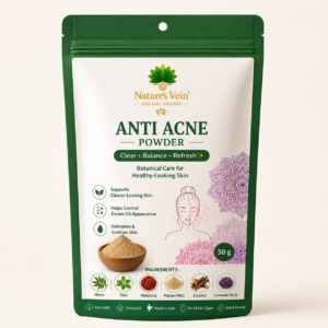 Nature’s Vein Anti Acne Powder – Ayurvedic Herbal Face Pack for Clear & Healthy-Looking Skin