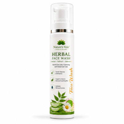Nature's Vein Herbal Face Wash with Aloe Vera Neem Tulsi and Rose Water 100ml