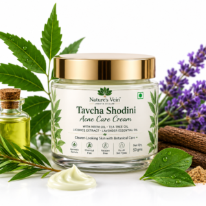 Nature’s Vein Tavcha Shodini Acne Care Cream | Ayurvedic Face Cream with Neem Oil, Tea Tree Oil & Licorice | 50g