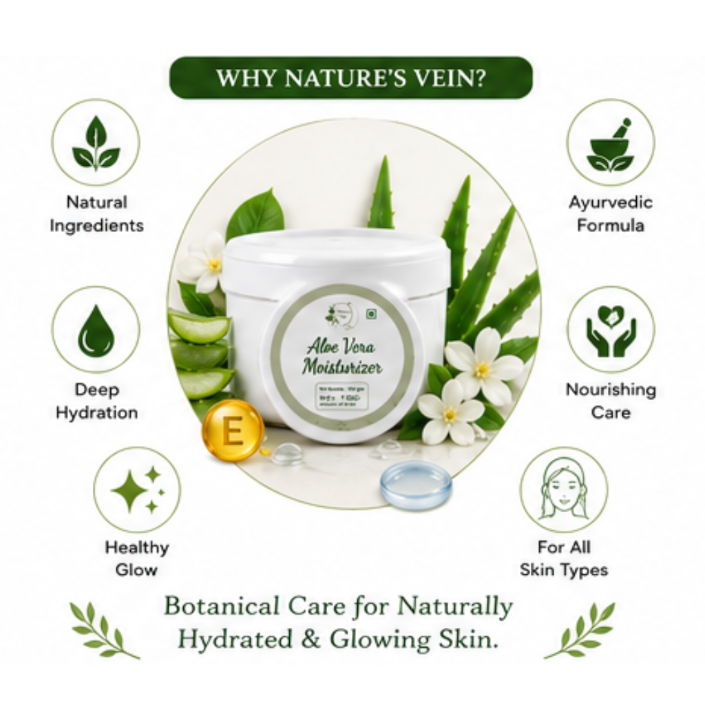 Nature's Vein Aloe Vera Moisturizer | Lightweight Daily Face Moisturizer with Aloe Vera, Jasmine Extract, Vitamin E & Glycerin | 100g - Image 4
