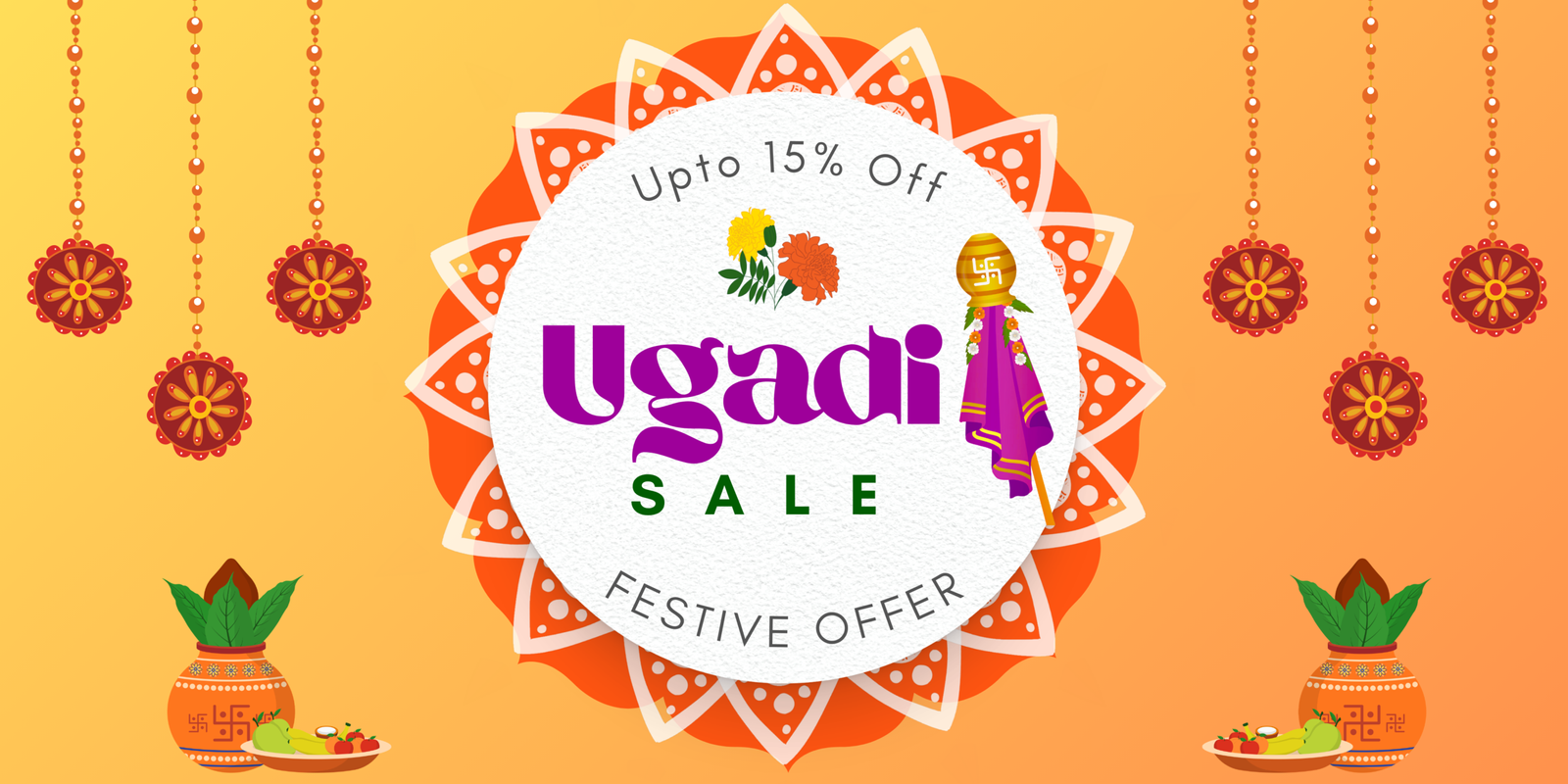 Orange and Yellow Festive Ugadi Sale Banner