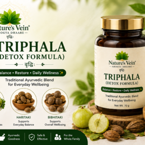 Amla Haritaki Bibhitaki ingredients in Nature’s Vein Triphala Powder