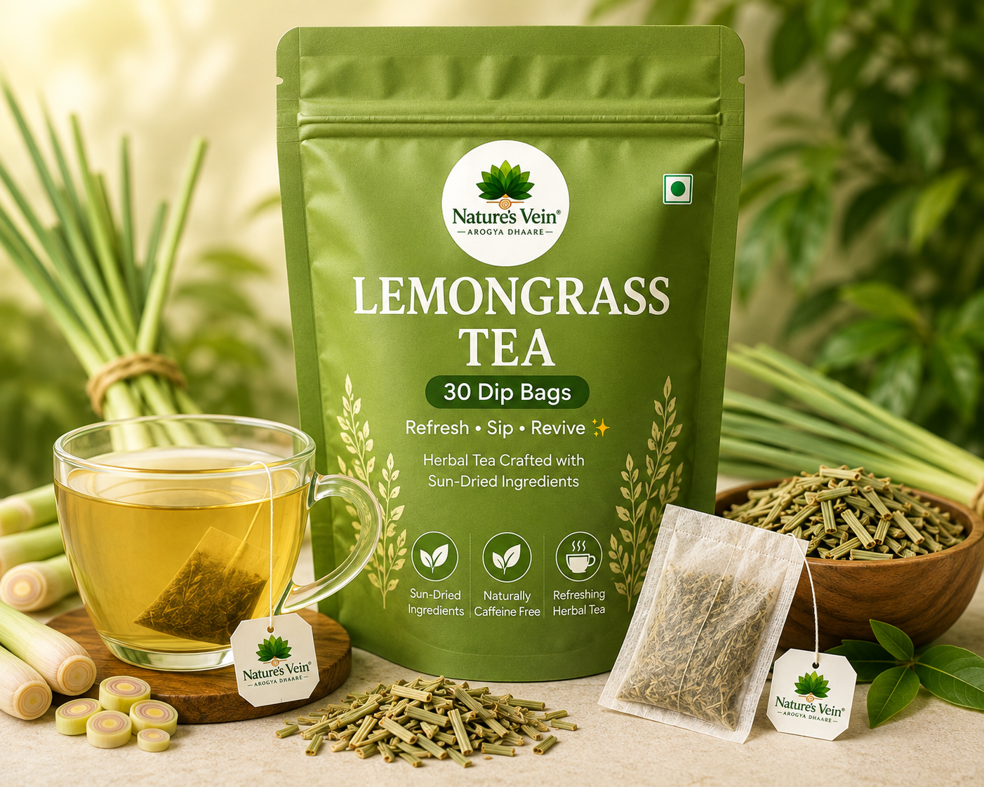 Nature's Vein Lemongrass Tea 30 Dip Bags