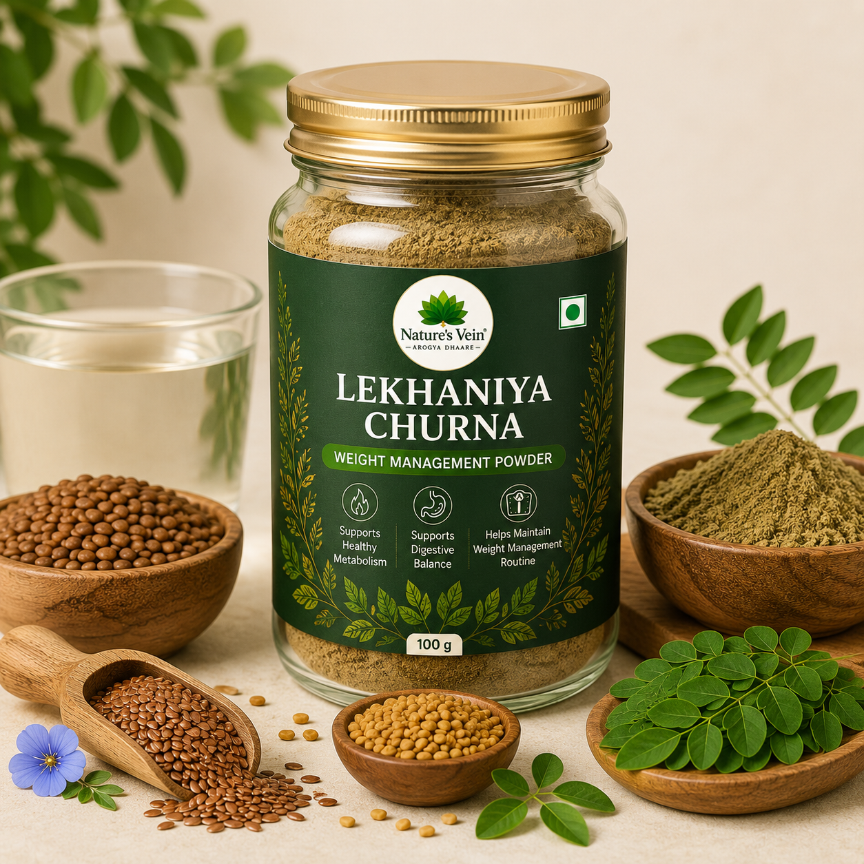 Nature’s Vein Lekhaniya Churna herbal weight management powder 100g