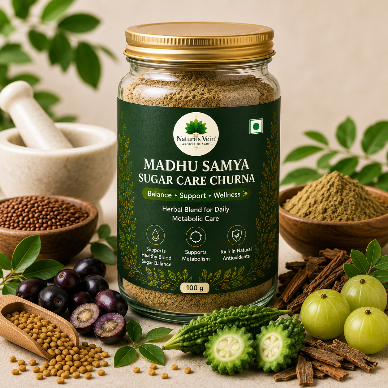 Nature’s Vein Madhu Samya Sugar Care Churna herbal sugar care powder 100g