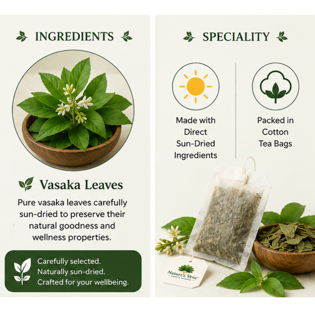 Nature’s Vein Vasaka Tea – Herbal Vasaka Leaves Tea | 30 Dip Bags - Image 3