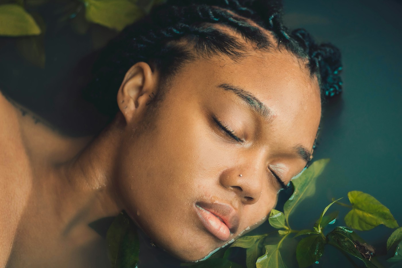 Woman enjoying a natural skincare ritual
